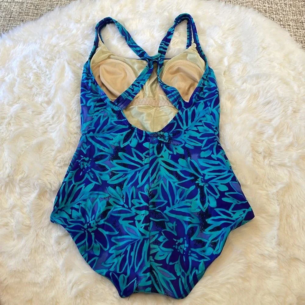 Speedo One-Piece Swimsuit 12 - Blue and Teal Floral